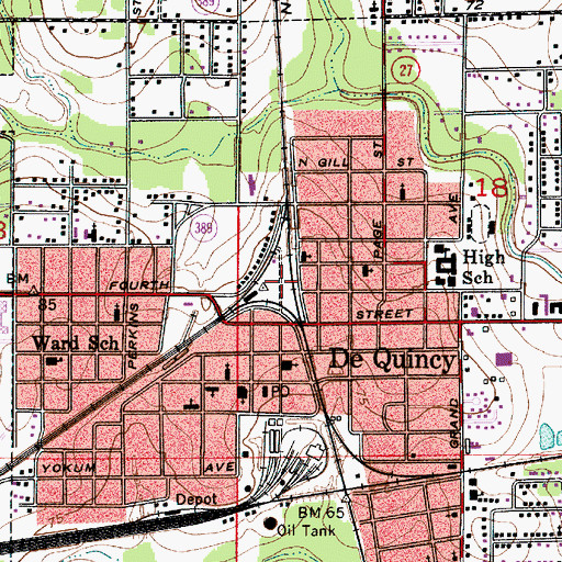 Topographic Map of DeQuincy Volunteer Fire Department, LA