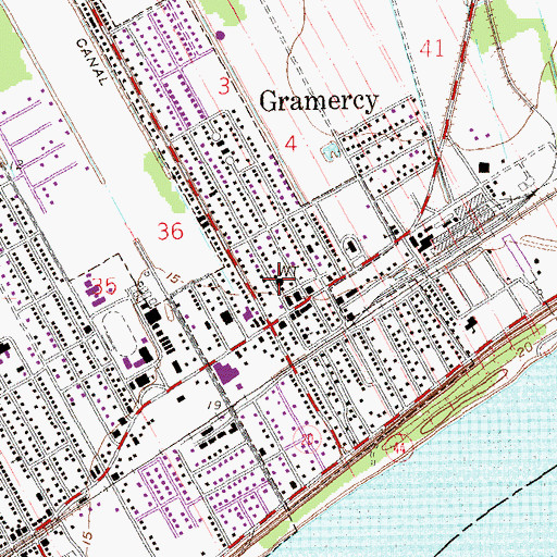 Topographic Map of Gramercy Volunteer Fire Department Station 1, LA