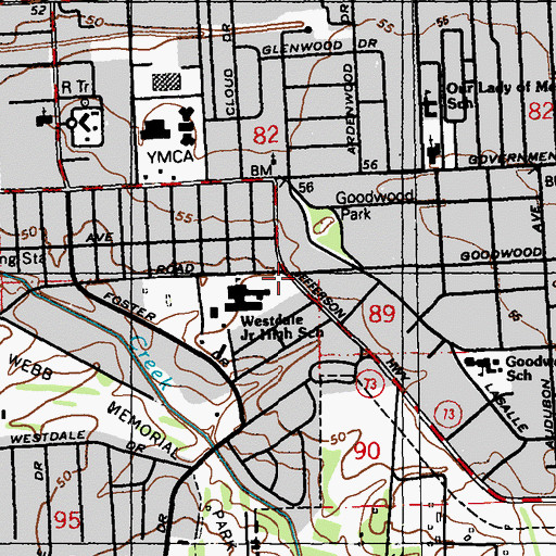 Topographic Map of Baton Rouge Fire Department Station 7, LA