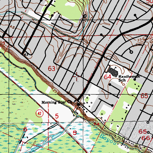 Topographic Map of Baton Rouge Fire Department Station 10, LA