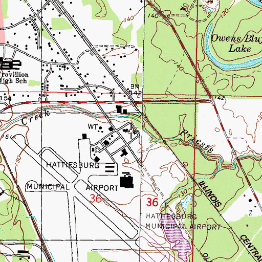 Topographic Map of Hattiesburg Police Training Academy, MS
