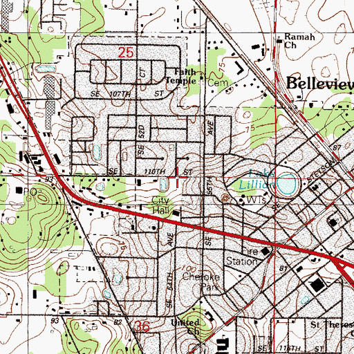 Topographic Map of Belleview Police Department, FL