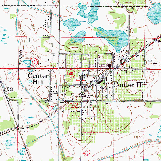 Topographic Map of Center Hill Police Department, FL