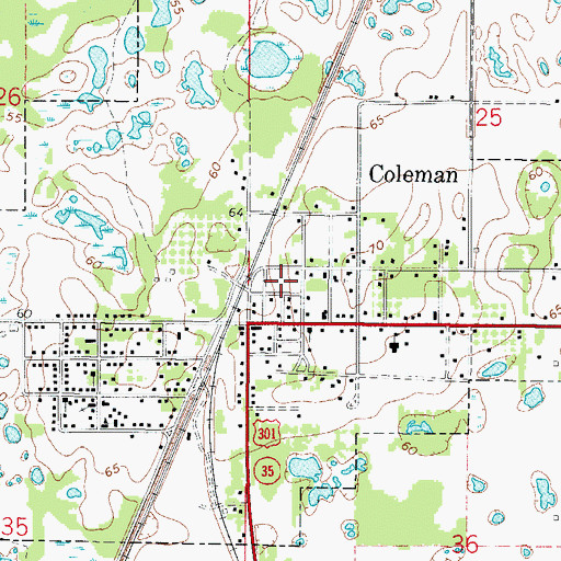 Topographic Map of Coleman Police Department, FL