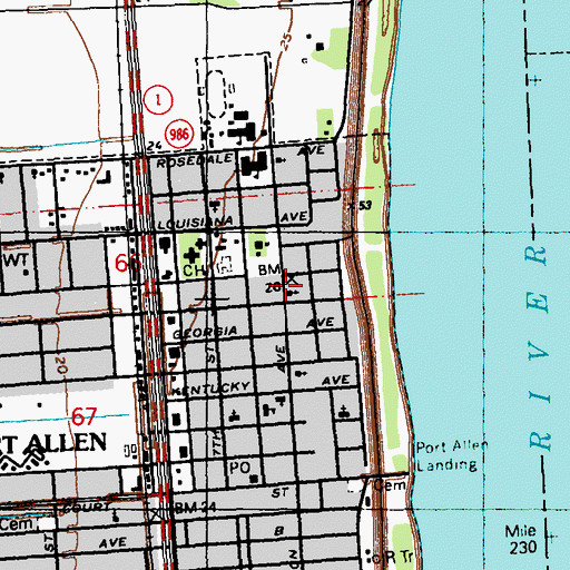Topographic Map of Port Allen Police Department, LA