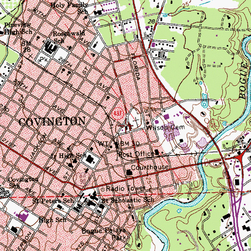 Topographic Map of Covington Police Department, LA