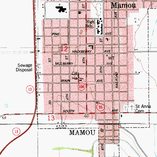 Topographic Map of Mamou Police Department, LA