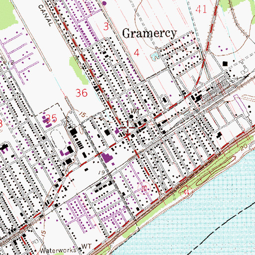 Topographic Map of Gramercy Police Department, LA