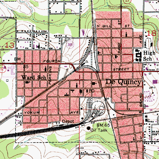 Topographic Map of DeQuincy Police Department, LA