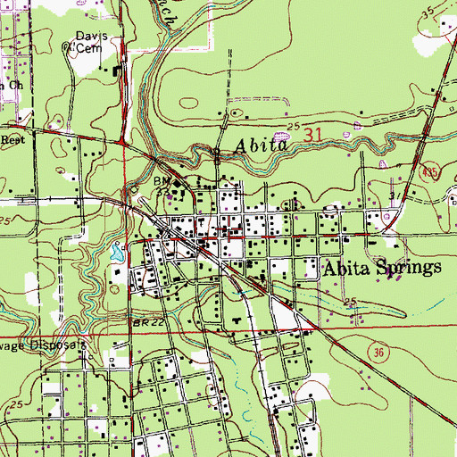 Topographic Map of Abita Springs Police Department, LA