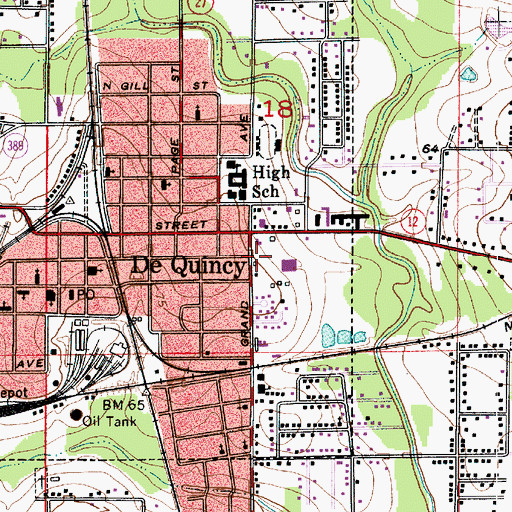 Topographic Map of Calcasieu Parish Sheriff's Office DeQuincy Law Enforcement Center, LA