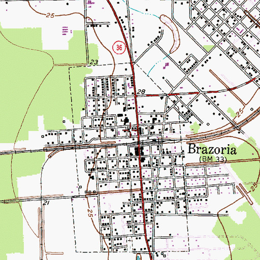 Topographic Map of Brazoria Volunteer Fire Department, TX