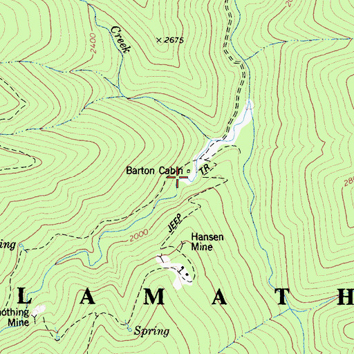 Topographic Map of Barton Cabin, CA
