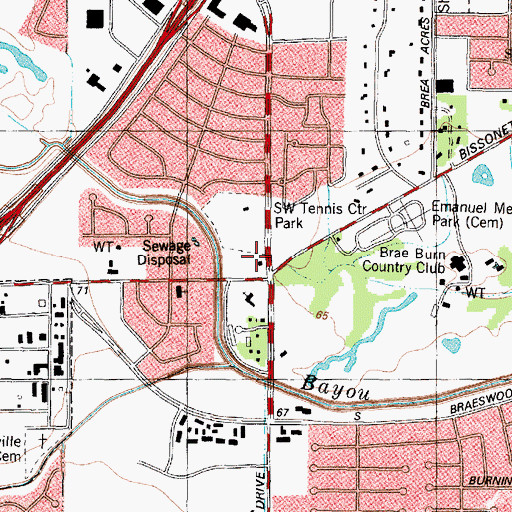 Topographic Map of Houston Fire Department Station 68, TX