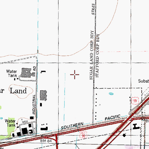 Topographic Map of Sugar Land Fire Department Chief Administrative Offices, TX