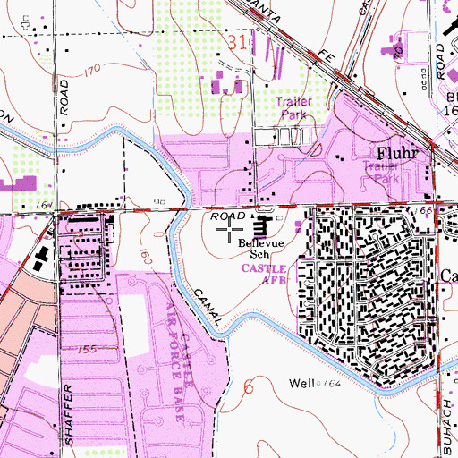 Topographic Map of Bellevue Elementary School, CA