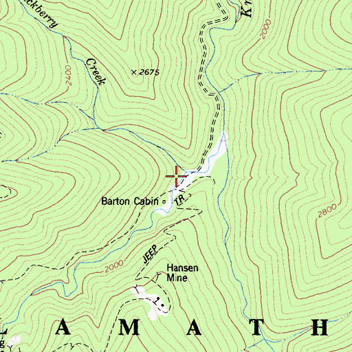 Topographic Map of Blackberry Creek, CA
