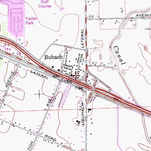 Topographic Map of Buhach Lateral, CA