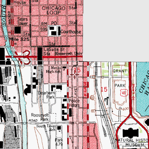 Topographic Map of Dexter Building (historical), IL