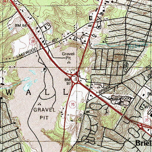 Topographic Map of Brielle Circle (historical), NJ