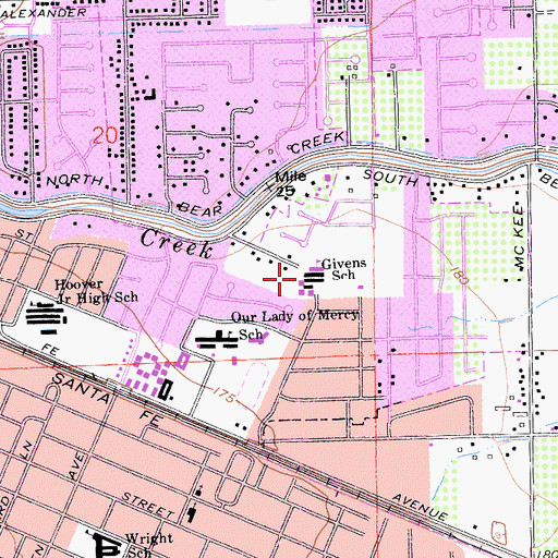 Topographic Map of Ada Givens Elementary School, CA