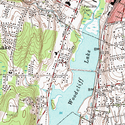 Topographic Map of Woodcliff Lake Municipal Building, NJ