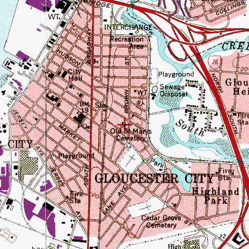 Topographic Map of Brown Street Elementary School, NJ