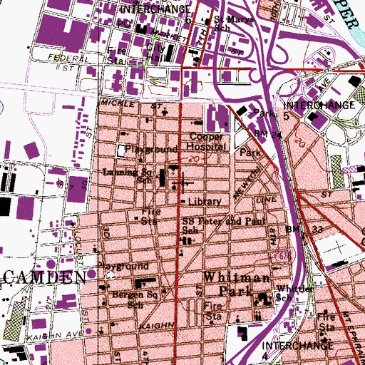 Topographic Map of Camden Community Center, NJ