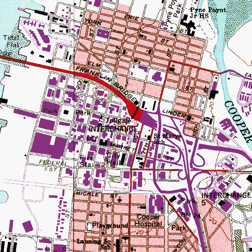Topographic Map of Camden Community College City Campus, NJ