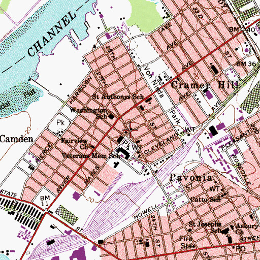Topographic Map of City of Camden Fire Department Engine Company 11, NJ