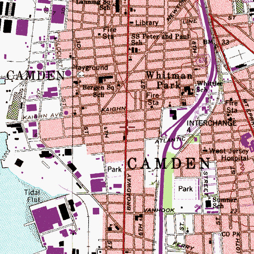 Topographic Map of City of Camden Fire Department Engine Company 8, NJ