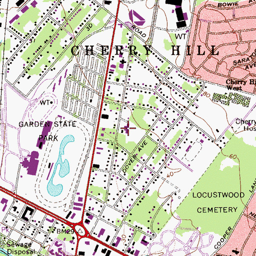 Topographic Map of Cherry Hill Township Building, NJ