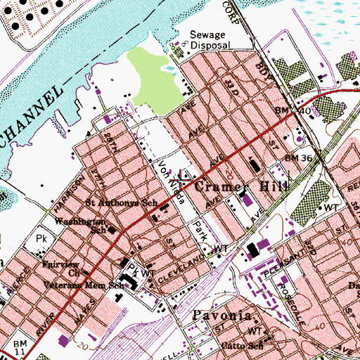 Topographic Map of Cramer Hill Community Center, NJ