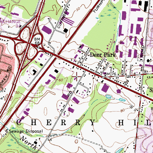 Topographic Map of Cherry Hill Fire Department Station 3, NJ