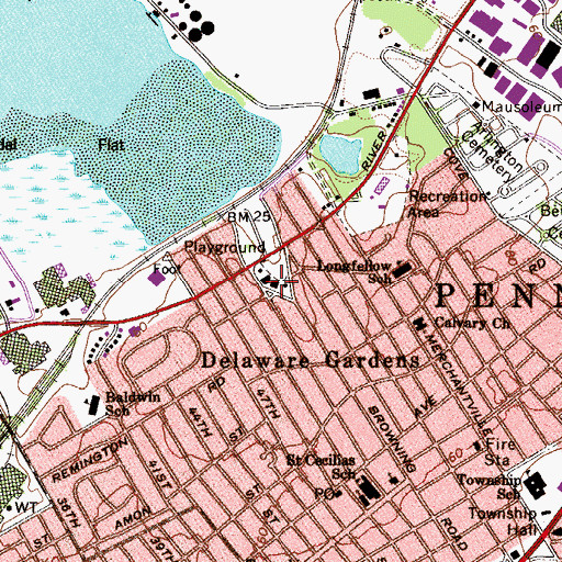 Topographic Map of Delaware Gardens Volunteer Fire Company, No. 1, NJ