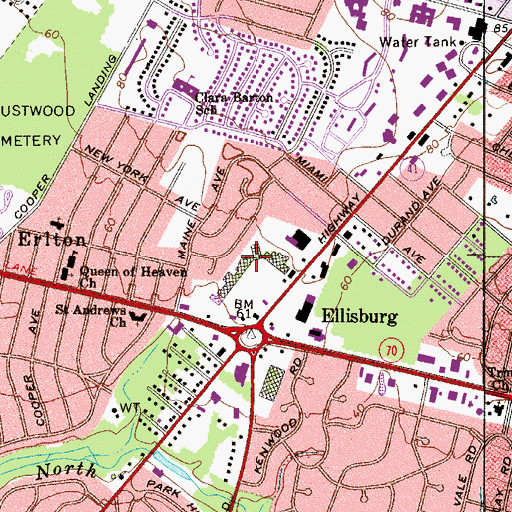 Topographic Map of Ellisburg Circle Shopping Center, NJ