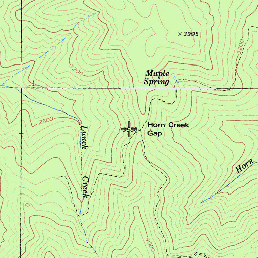 Topographic Map of Horn Creek Gap, CA