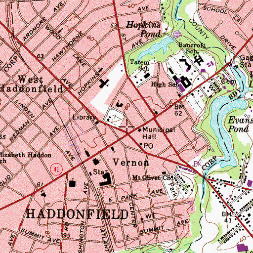 Topographic Map of Haddon Fire Company 1, NJ