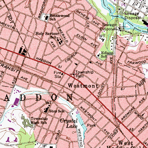 Topographic Map of Haddon Township Building, NJ