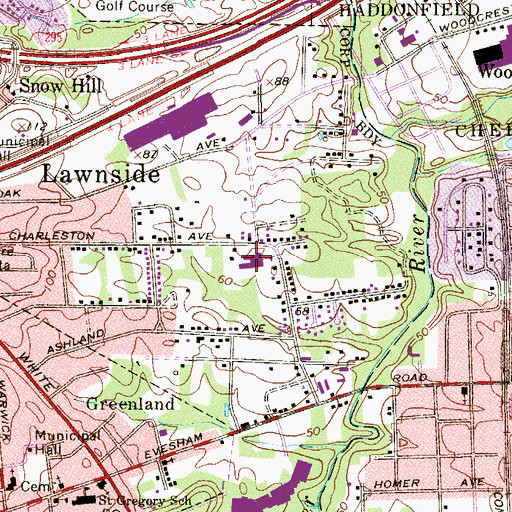 Topographic Map of Lawnside Elementary School, NJ