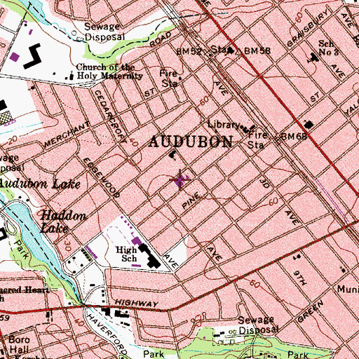 Topographic Map of Mansion Avenue Elementary School, NJ