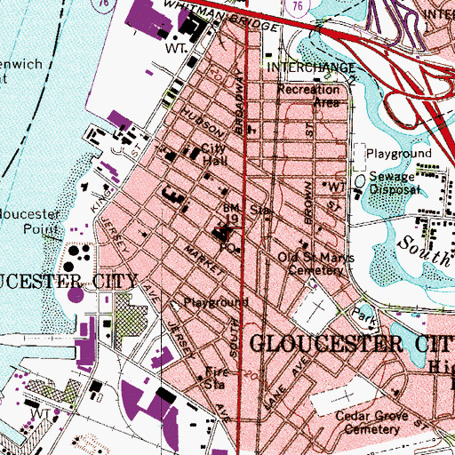 Topographic Map of Mary E Costello Elementary School, NJ