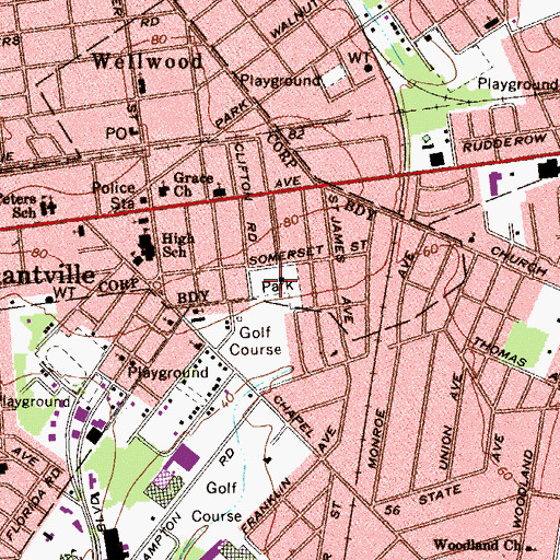 Topographic Map of Merchantville Community Center, NJ