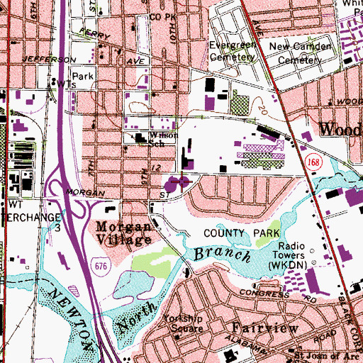 Topographic Map of Morgan Village Middle School, NJ