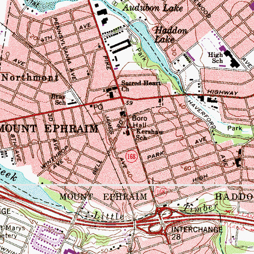 Topographic Map of Mount Ephraim Boro Hall, NJ