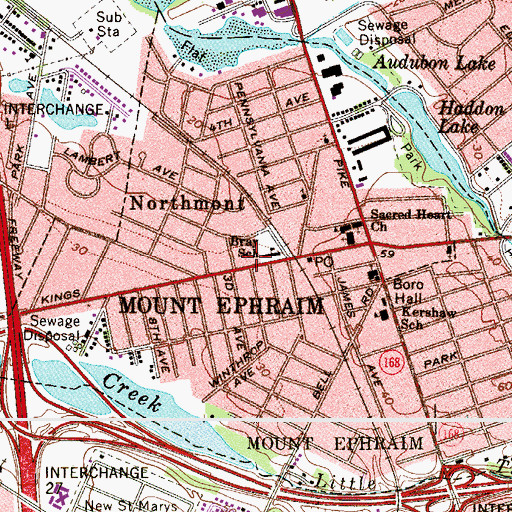 Topographic Map of Mount Ephraim Post Office, NJ