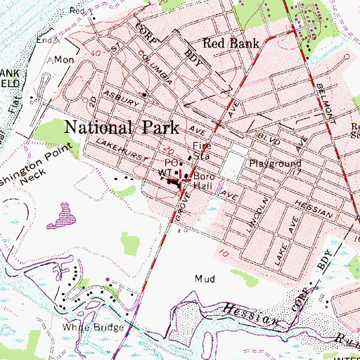 Topographic Map of National Park Elementary School, NJ