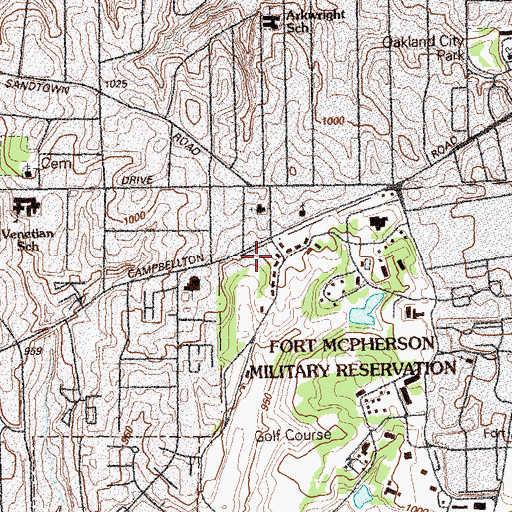Topographic Map of Fort McPherson Post Office, GA