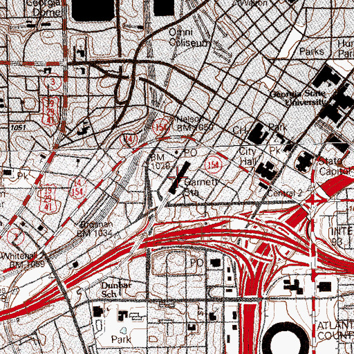 Topographic Map of Garnett Station, GA