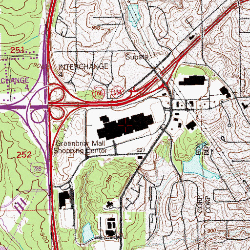 Topographic Map of Greenbriar Post Office, GA
